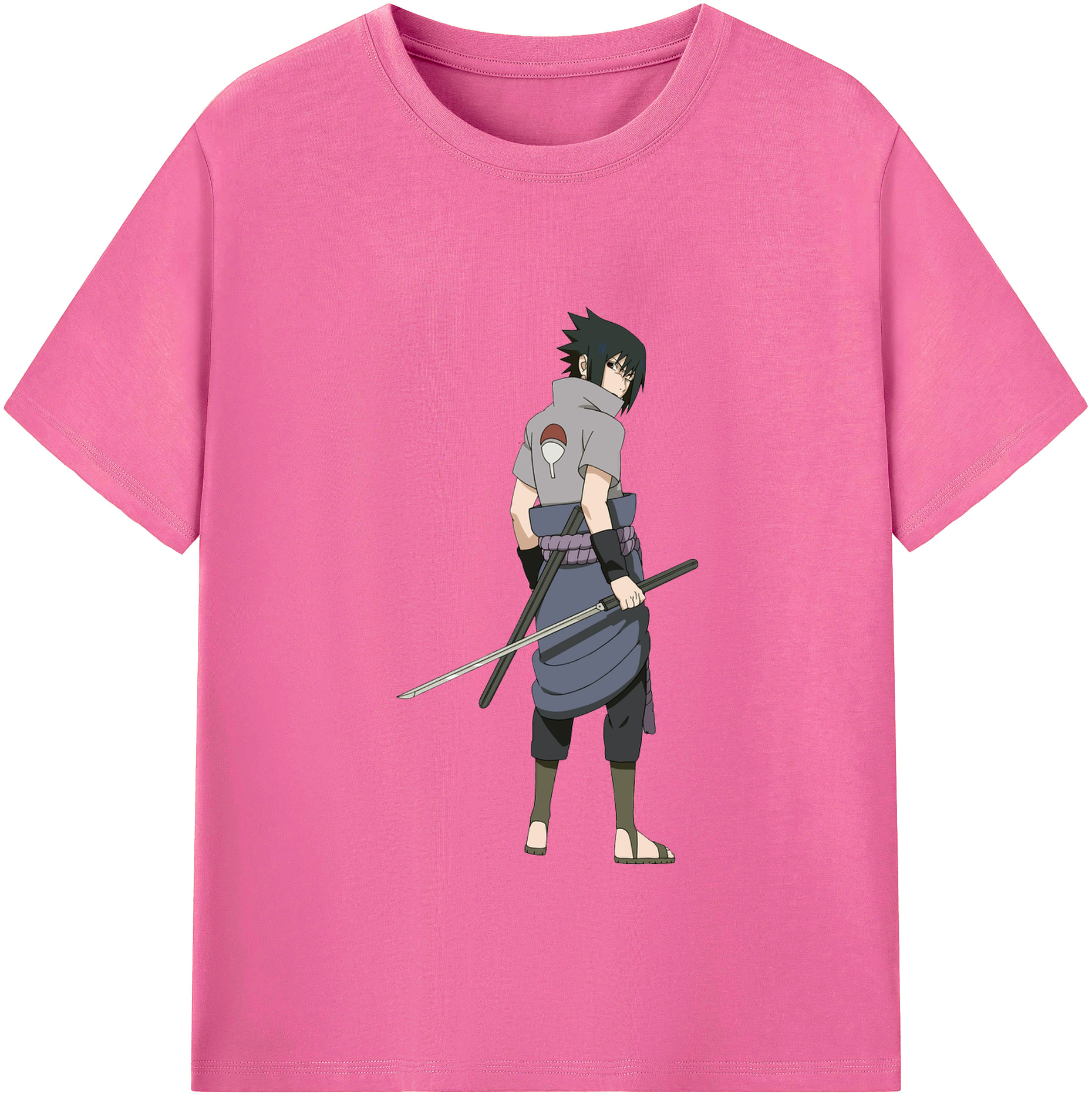 （画像用） NARUTO -ナルト- うちは サスケ Uchiha Sasuke レディースカジュアルプリントTシャツ（綿100％）